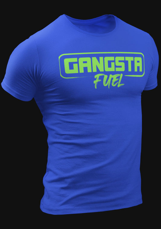 Gangsta Fuel Tee (Blue + Neon Green Logo)