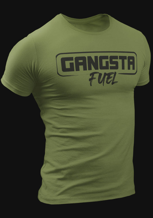 Gangsta Fuel Tee (Olive + Black logo)
