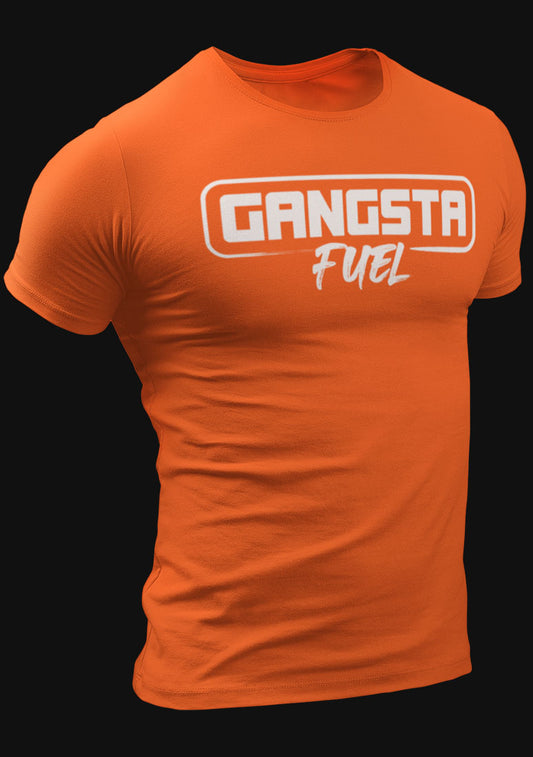 Gangsta Fuel Tee (Orange + White Logo)