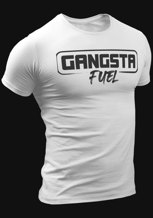 Gangsta Fuel Tee (White + Black logo)
