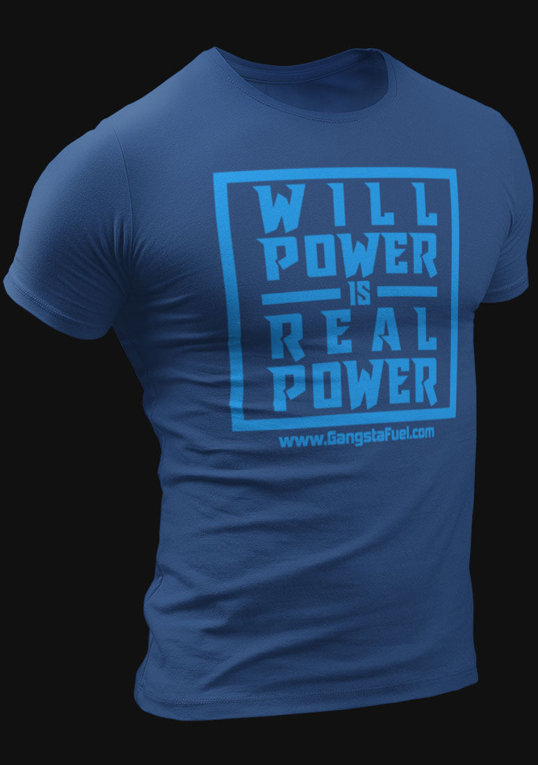 Gangsta Fuel 'Will Power' Tee (Blue + Light Blue)